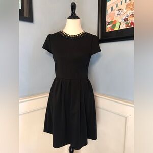 Black Fit and Flare Dress with Jeweled Neckline Sz L